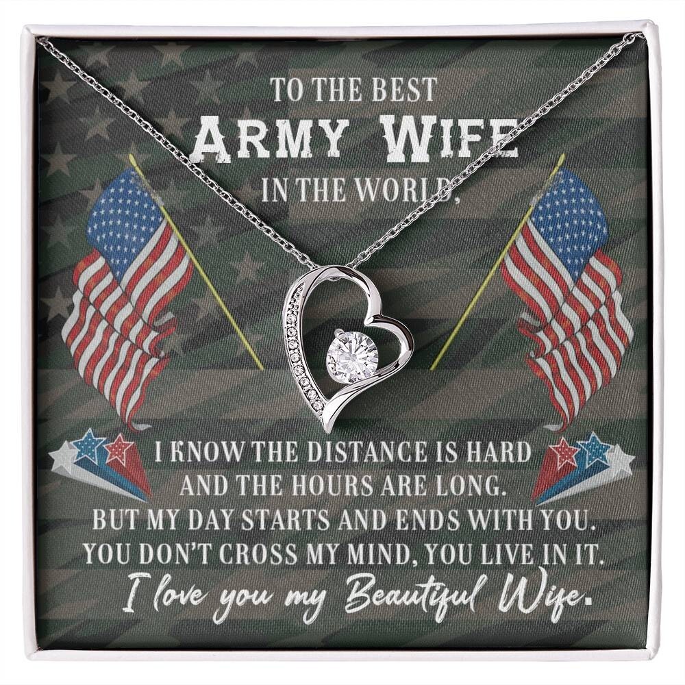 Army WIFE GIFT, Heart Necklace Women Fashion Travel Jewelry,Pendant With Chain