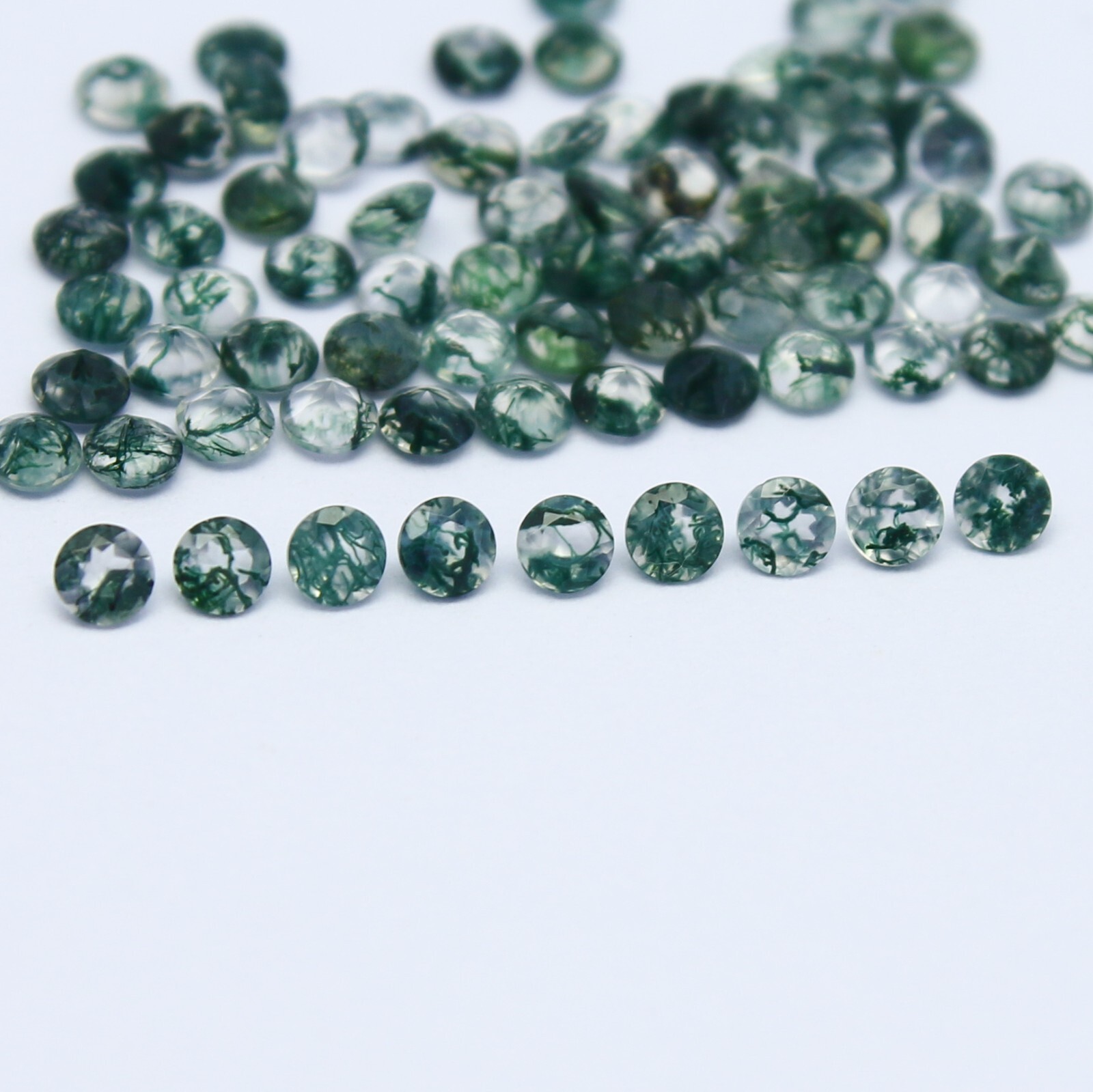 Natural Moss Agate Lot 2×2 MM Round Shape Faceted Gemstone Lot