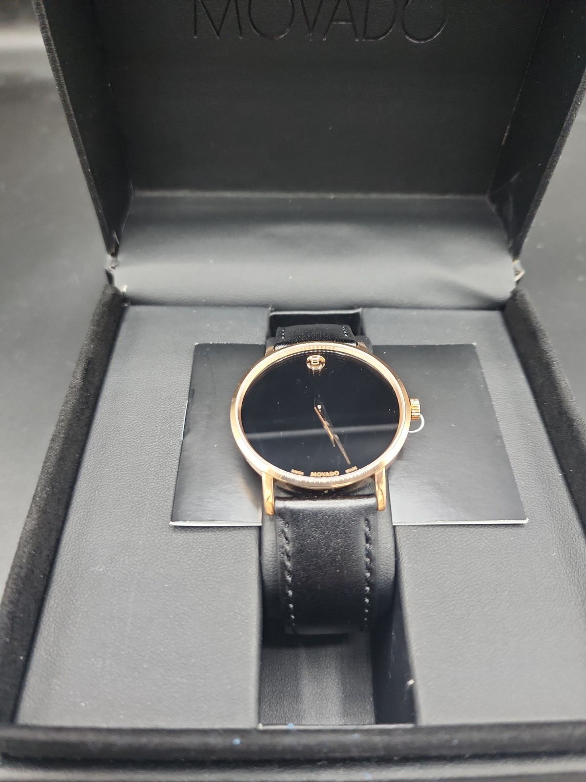 Movado Museum Rose Gold And Leather Wristwatch for Men – New In Box, New Battery
