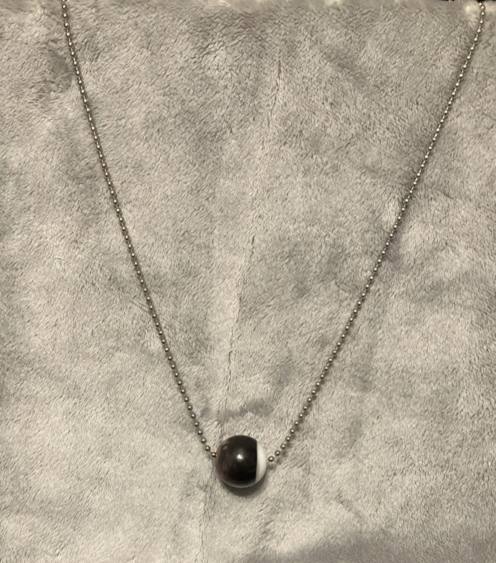 White And Black Galaxy Orb Necklace, 23 In Chain, MiaChavi Geekery