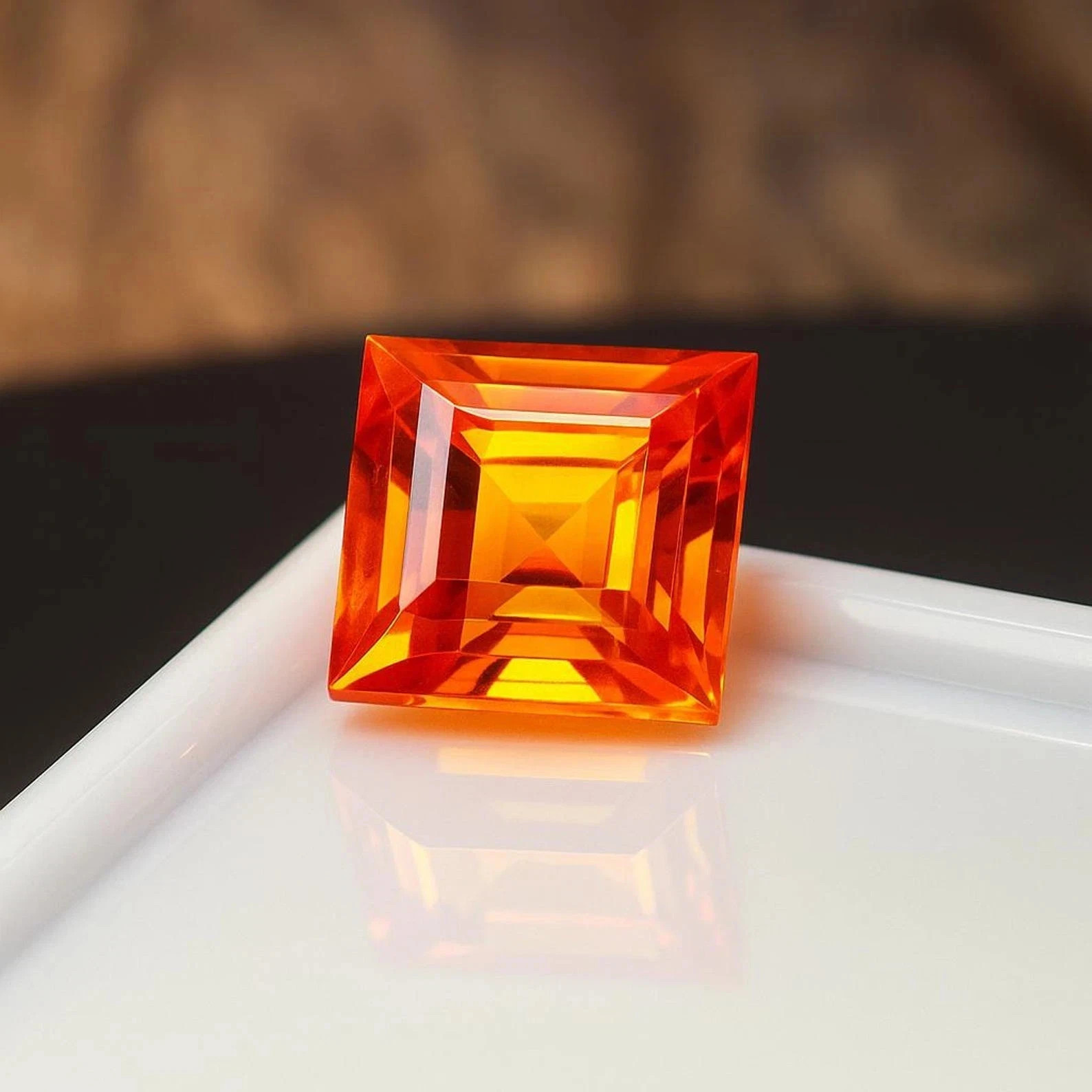 Natural Ceylon Orange Sapphire 10.01 Ct Princess Cut Certified Loose Gemstone