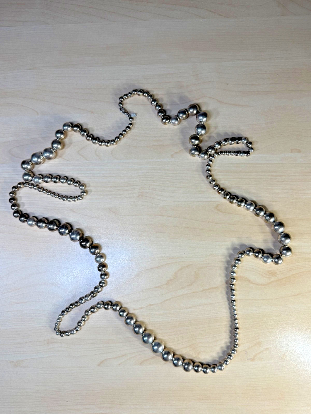 Robert Lee Morris RLM Studios Sterling Silver LARGE Graduated Bead Necklace 55in