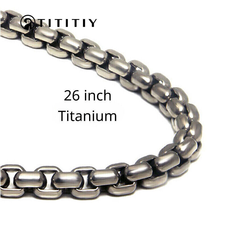 Pure Titanium Box Chain Necklace 3mm Men Unisex NO Allergic Skin Care Health 26″