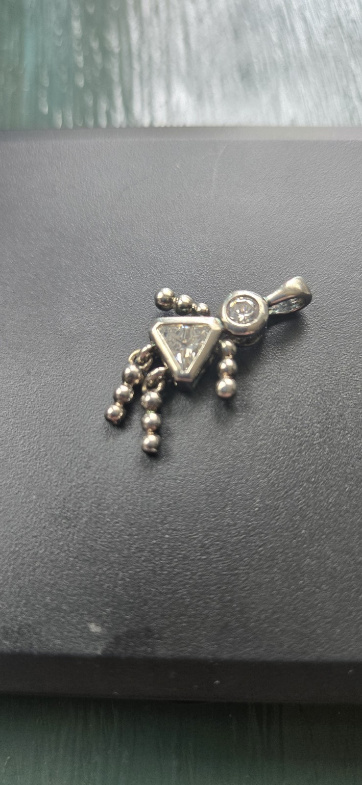 Sterling Silver Clear Stone CZ Little Girl Charm Pendant April Birthstone