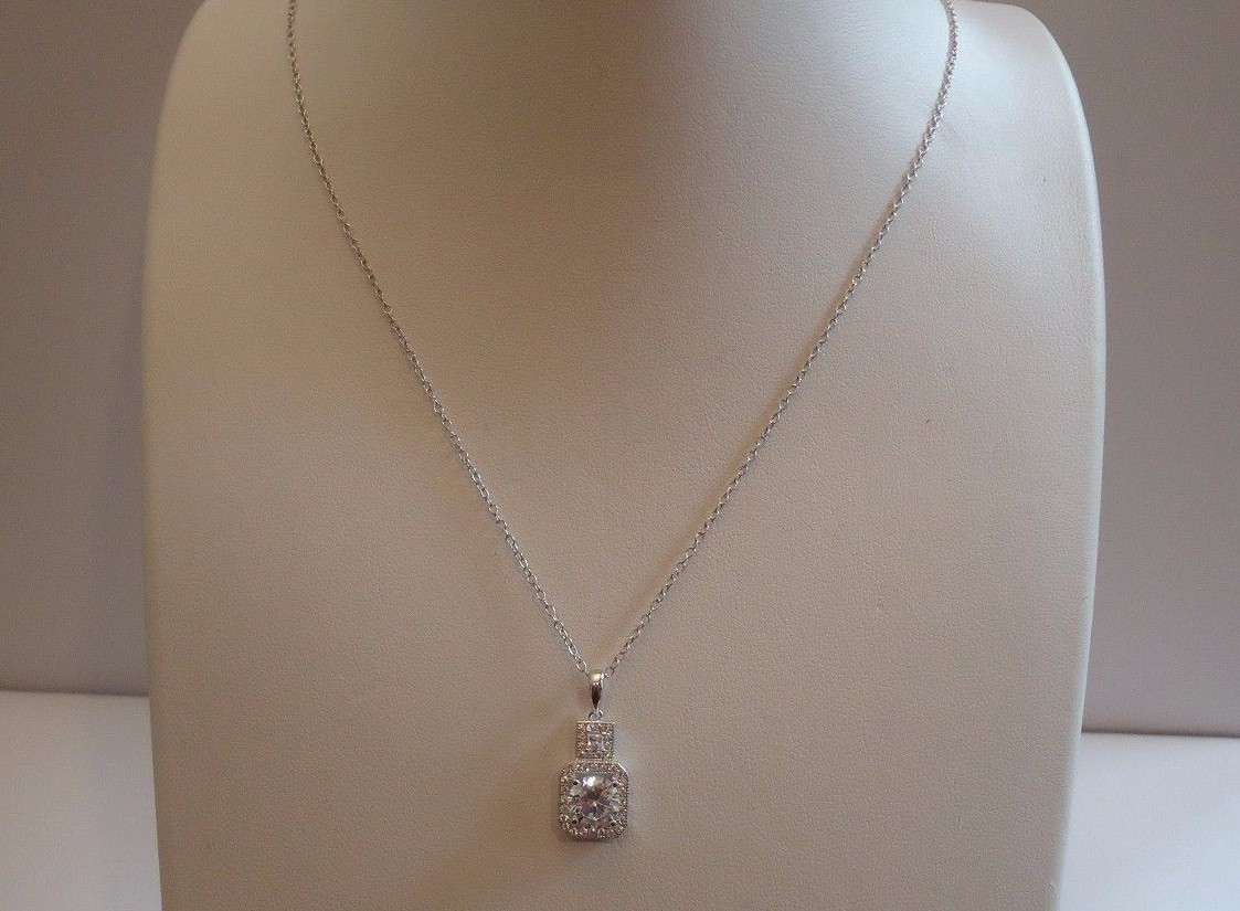 925 STERLING SILVER NECKLACE PENDANT & EARRING 2.50 CT LAB CREATED DIAMONDS