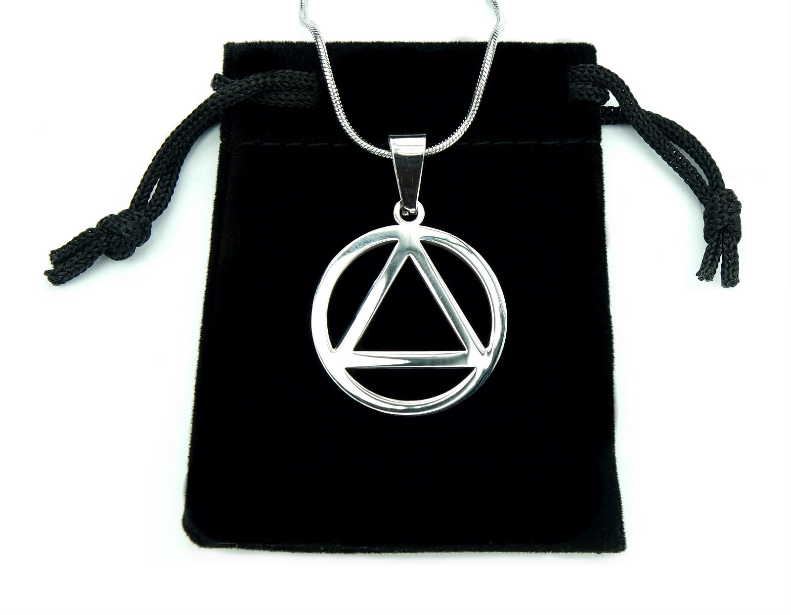 AA Pendant Necklace Healing Alcoholics Anonymous Sobriety Circle & Triangle nb
