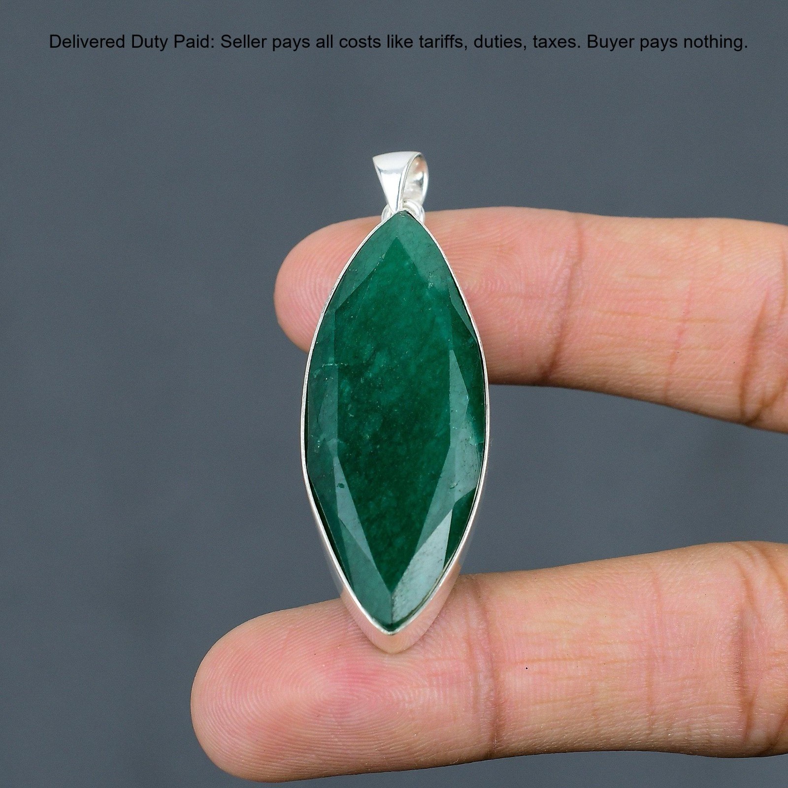 Christmas Sale 925 Sterling Silver Zambian Emrald Gemstone Wife Pendant Jewelry