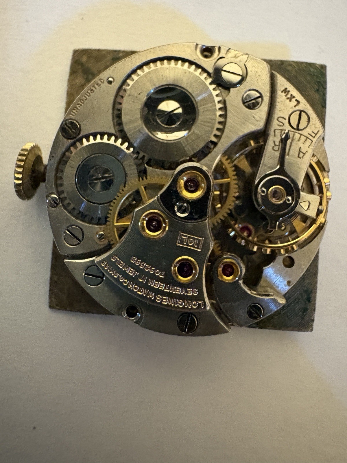 Vintage Longines 10L Manual Wind Movement Dial Hands Crown Parts Repair Running