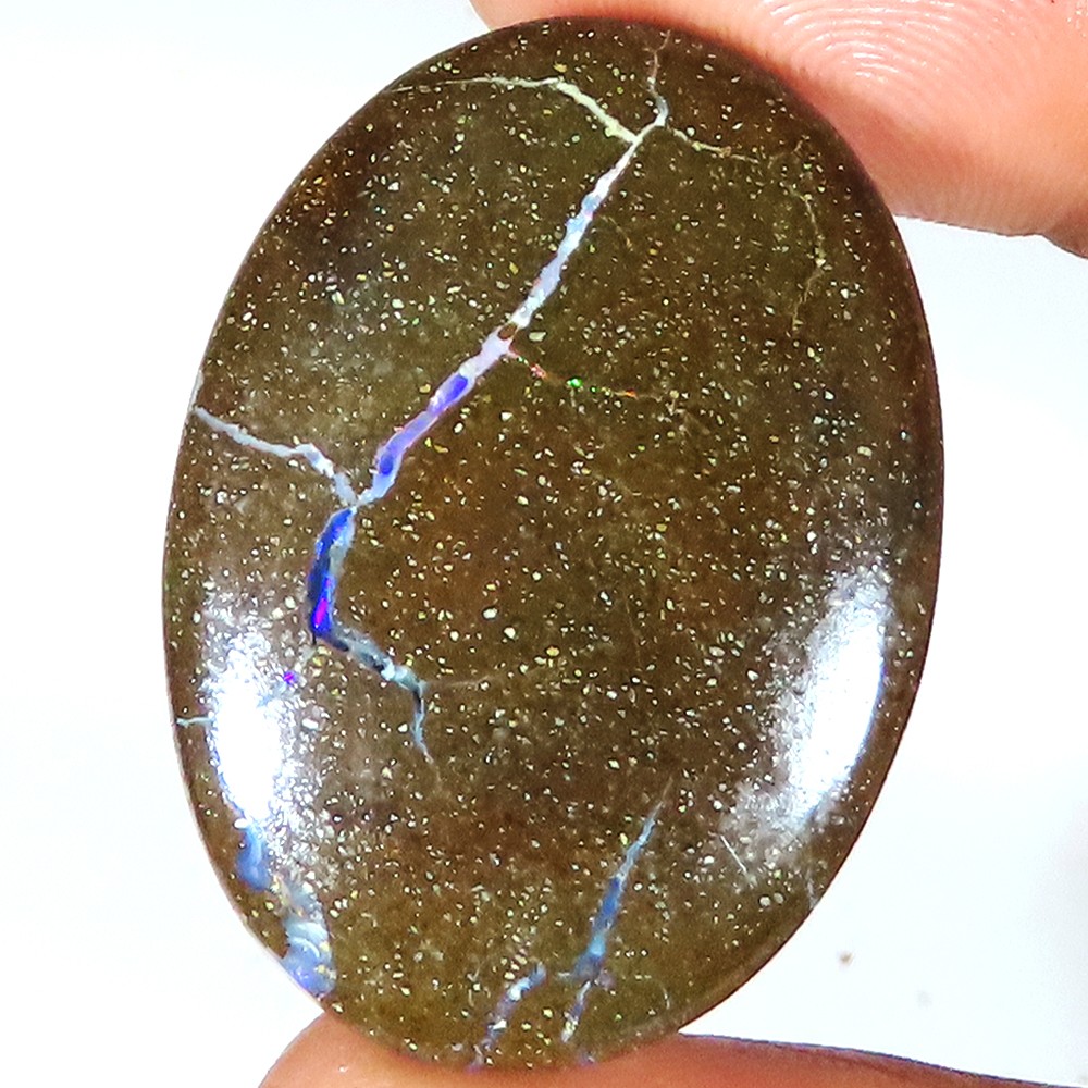natural BOULDER OPAL oval cabochon loose gemstone 47.40 Carat. (25 x 33 x 05 mm)