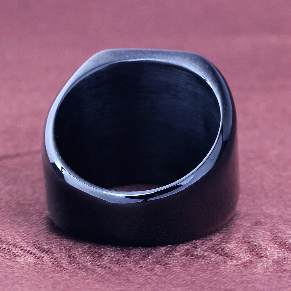 Mens Polished Titanium Stainless Steel Ring Faith Rocker Biker Seal Jewelry