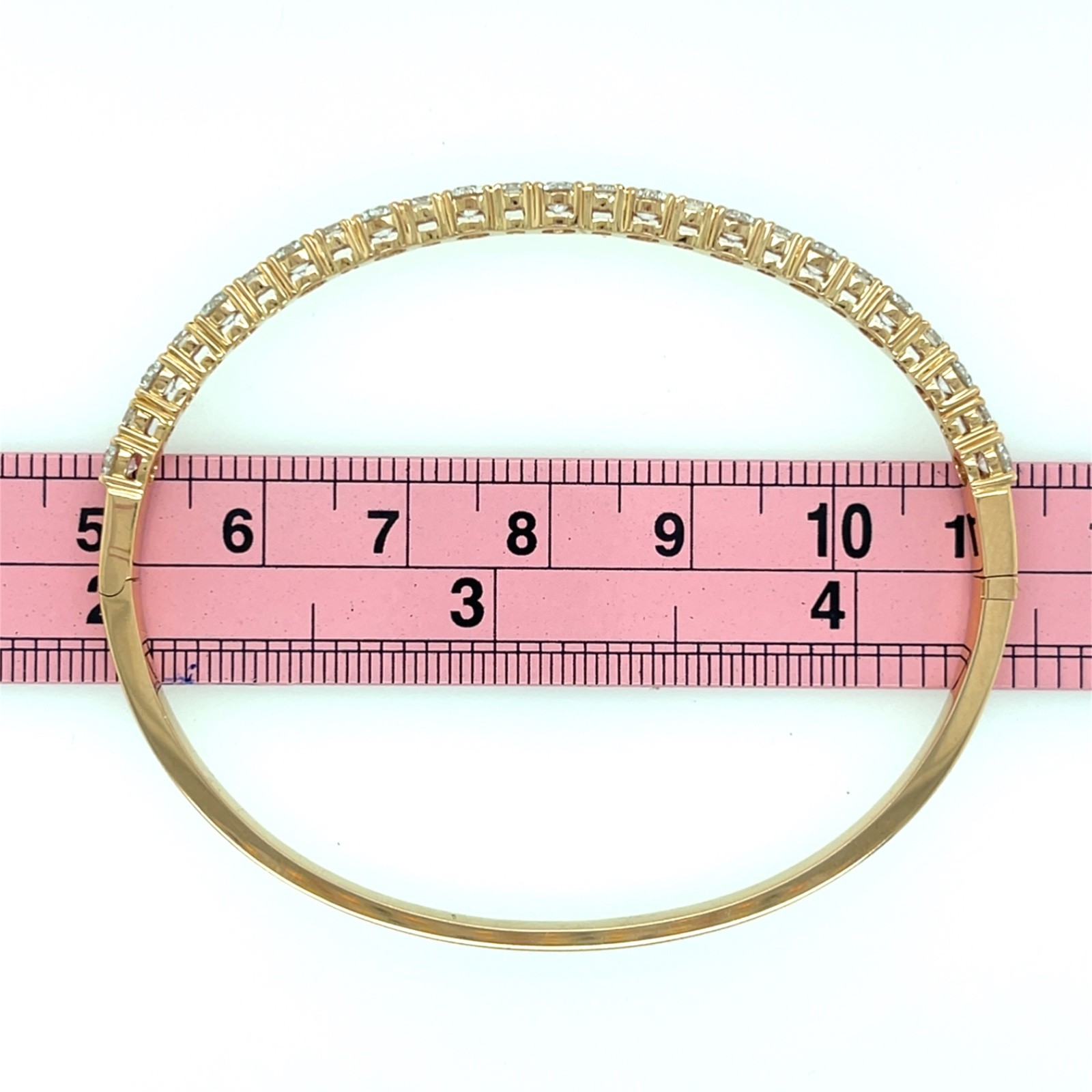 3.17 Carat TW, Stunning Natural Diamond 18K Rose Gold Bangle Bracelet