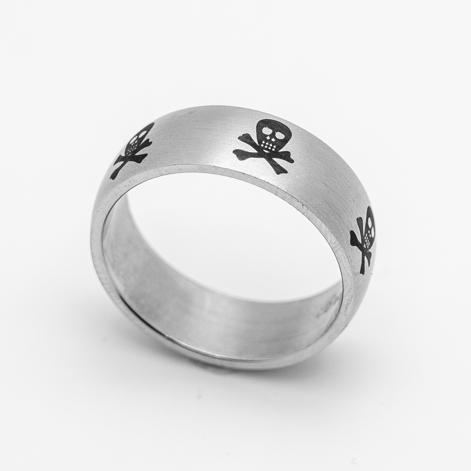 Stainless Steel Skull and Crossbones Wedding Band Ring 54