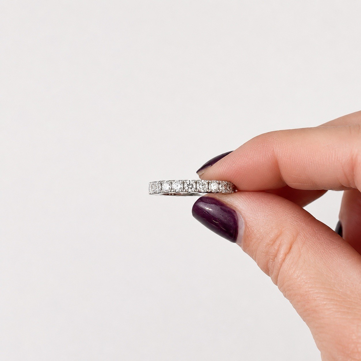 14k White Gold Diamond Eternity Wedding Ring With 2.45 Carats of Colorless Round