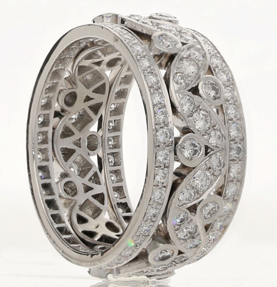 Platinum Diamond Anniversary Wedding Band Ring 2.50CT G Color 9.7MM Size 8