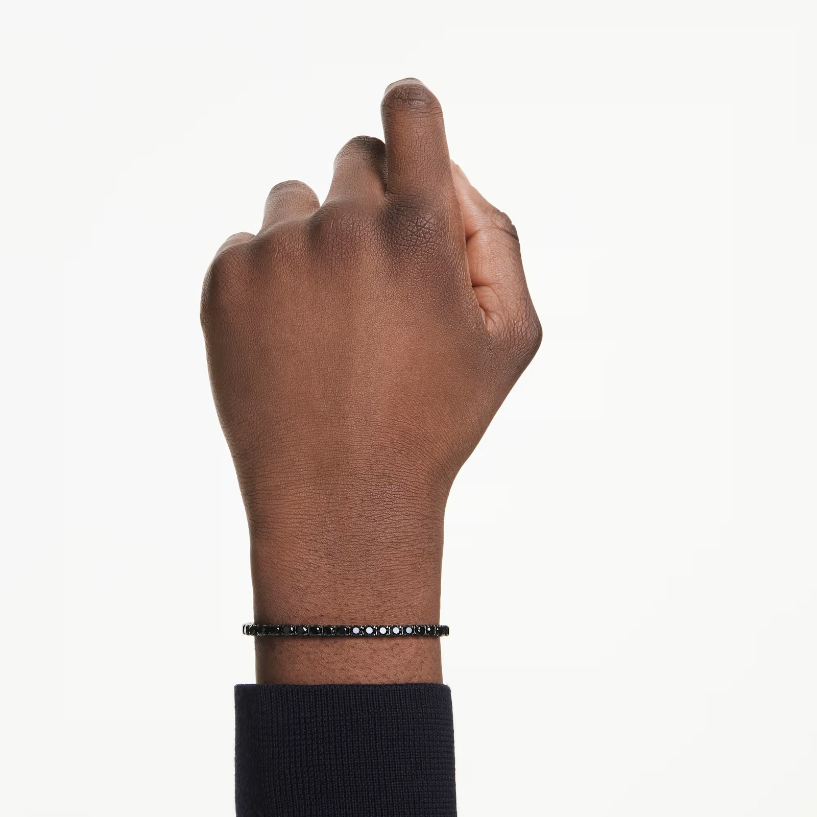 Swarovski Matrix Tennis Bracelet, Round Cut, Black, Ruthenium 5696033 (Size XL)