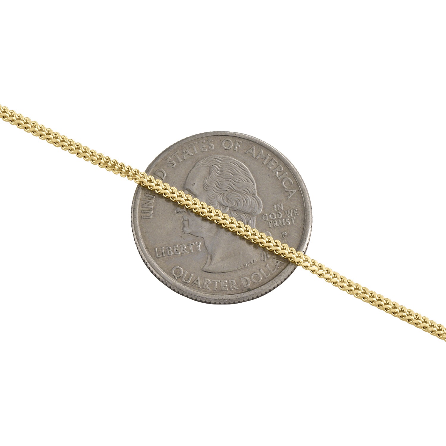 10K Yellow Gold 1.60mm Hollow Franco Chain 3D Square Box Necklae 16 – 30 Inches