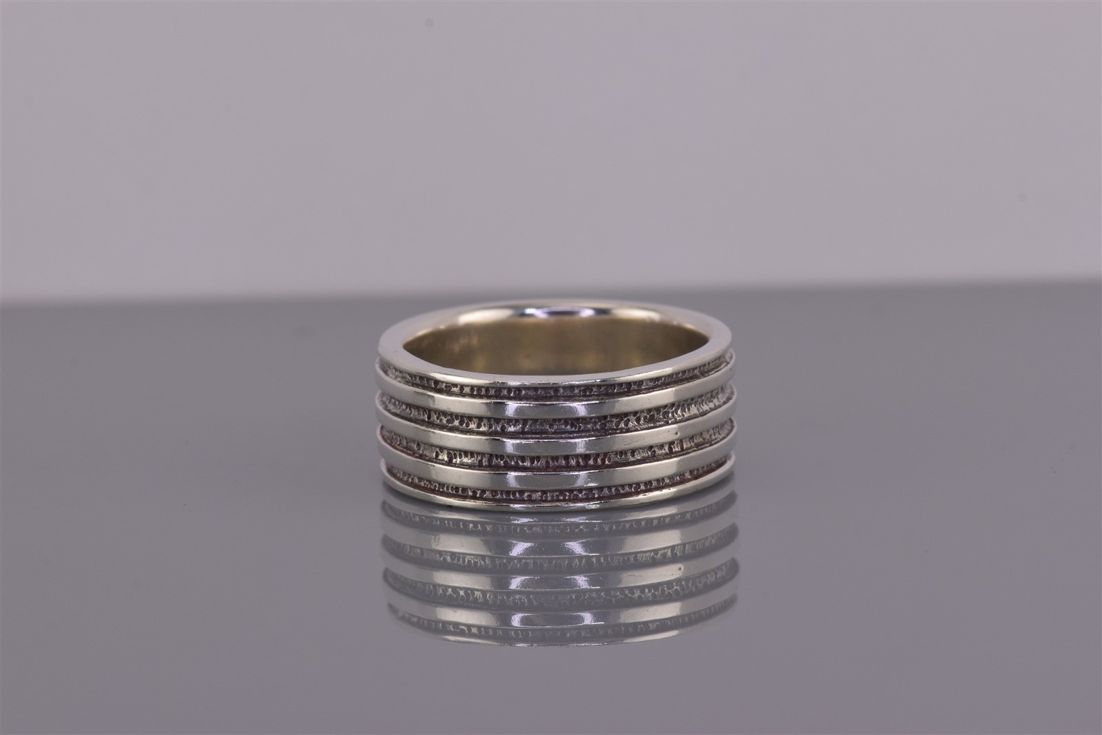 Peter Stone Sterling Silver 9mm Arrows Petroglyph Textured Band Ring 925 Sz: 9