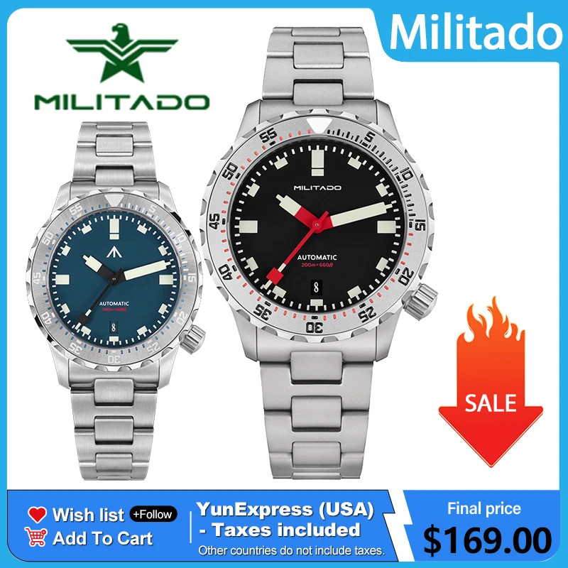 39mm Automatic Watch PT5000 Sapphire Luminova 200M Waterproof Stainless Steel