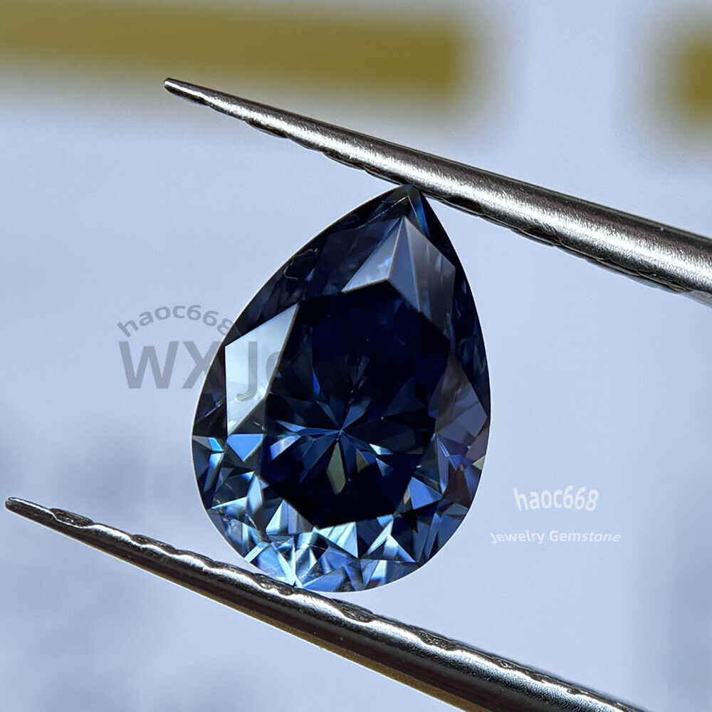 Excellent Vivid Blue VVS1 Pear Cut Moissanite Loose Gemstones Bright Certificat