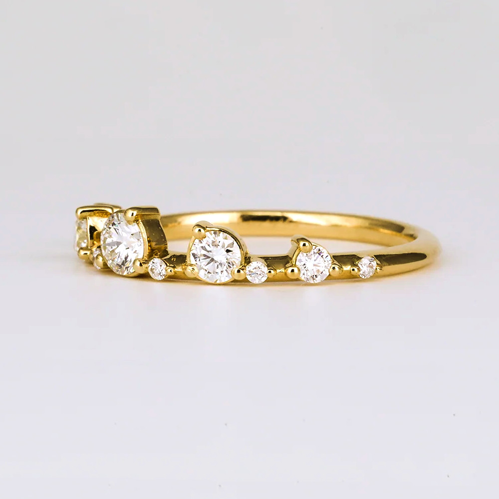 Diamond Stacking Band Yellow Gold 0.50 Ct Lab Grown 18K GLI HRD Round Cut Ring