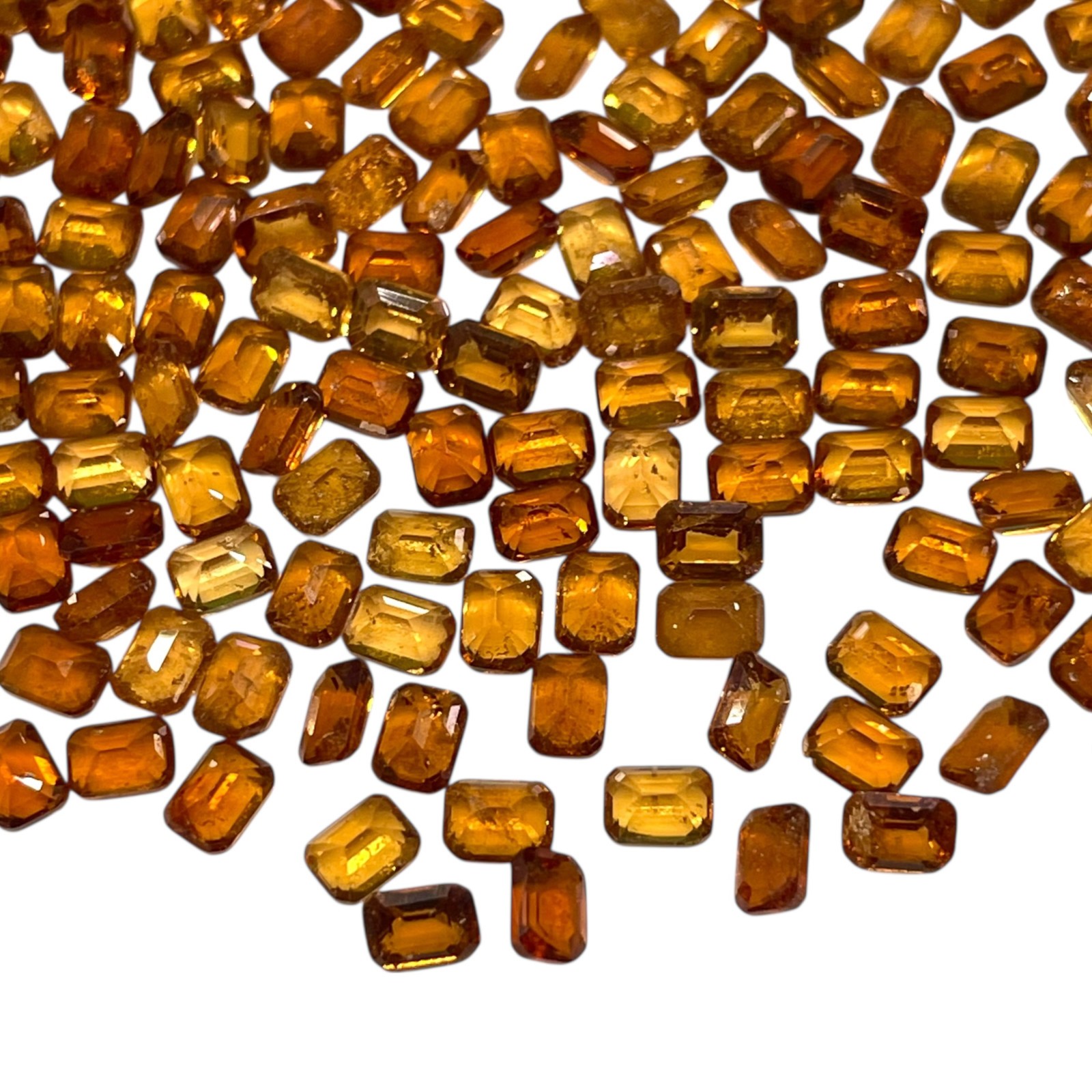 50 Pcs Natural Hessonite Garnet 3.8×2.8mm Emerald Cut Loose Untreated Gemstones