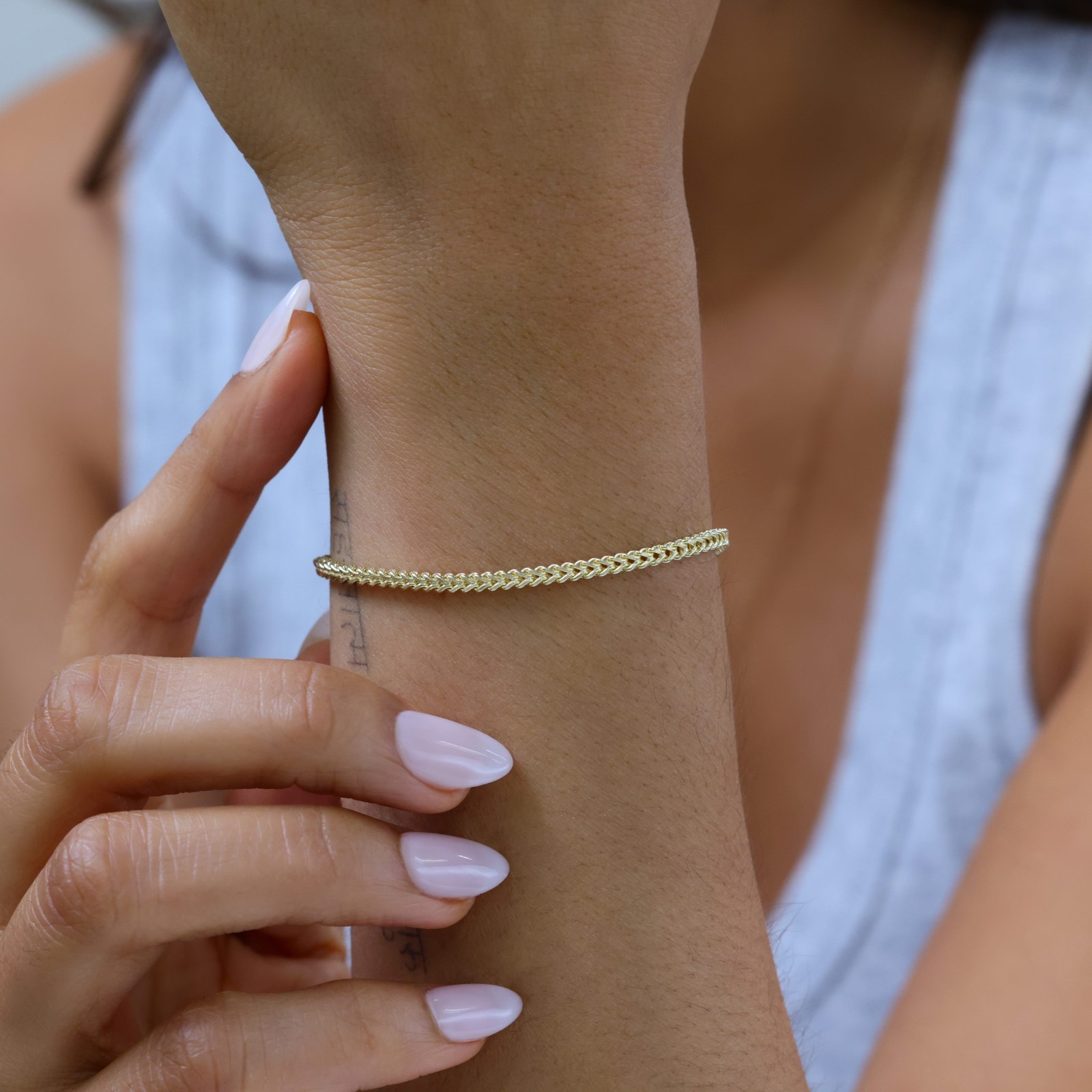 10k Yellow Gold 2.5mm Franco Box Bracelet Chain Mens Womens 7″ 7.5″ 8″ 8.5″ 9″