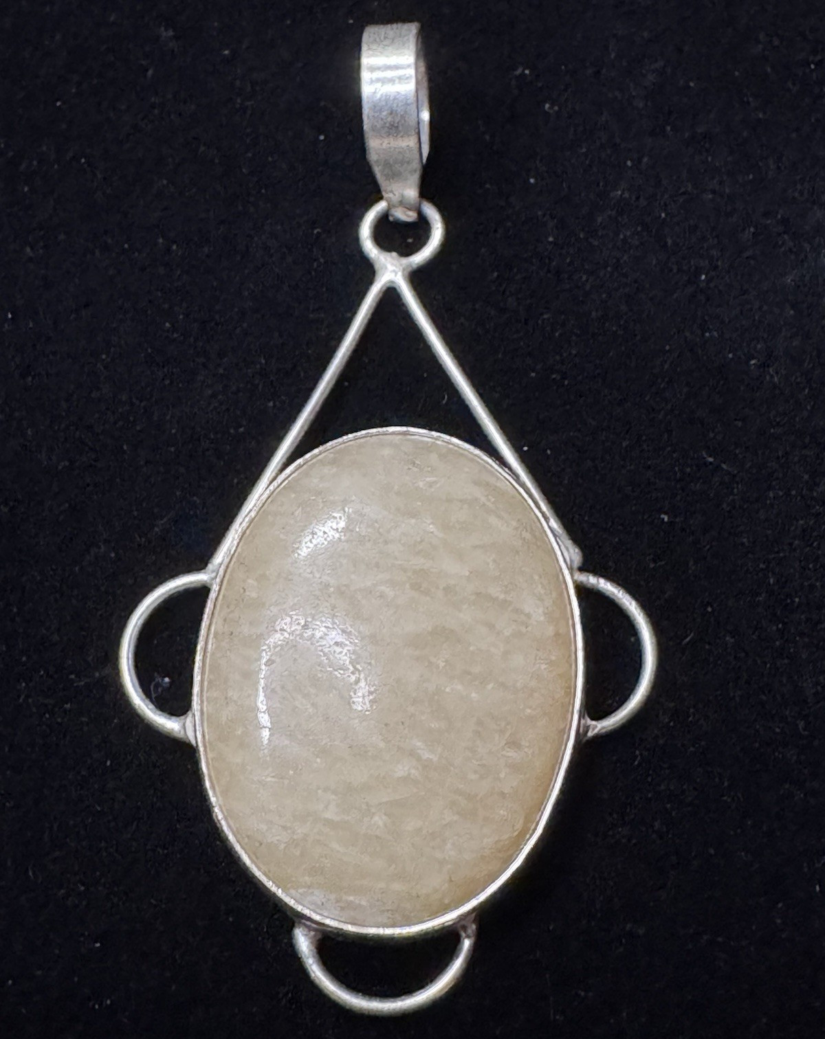 Vintage Sterling Silver 925 Yellow Calcite Oval Cabochon Artisan Pendant 10g