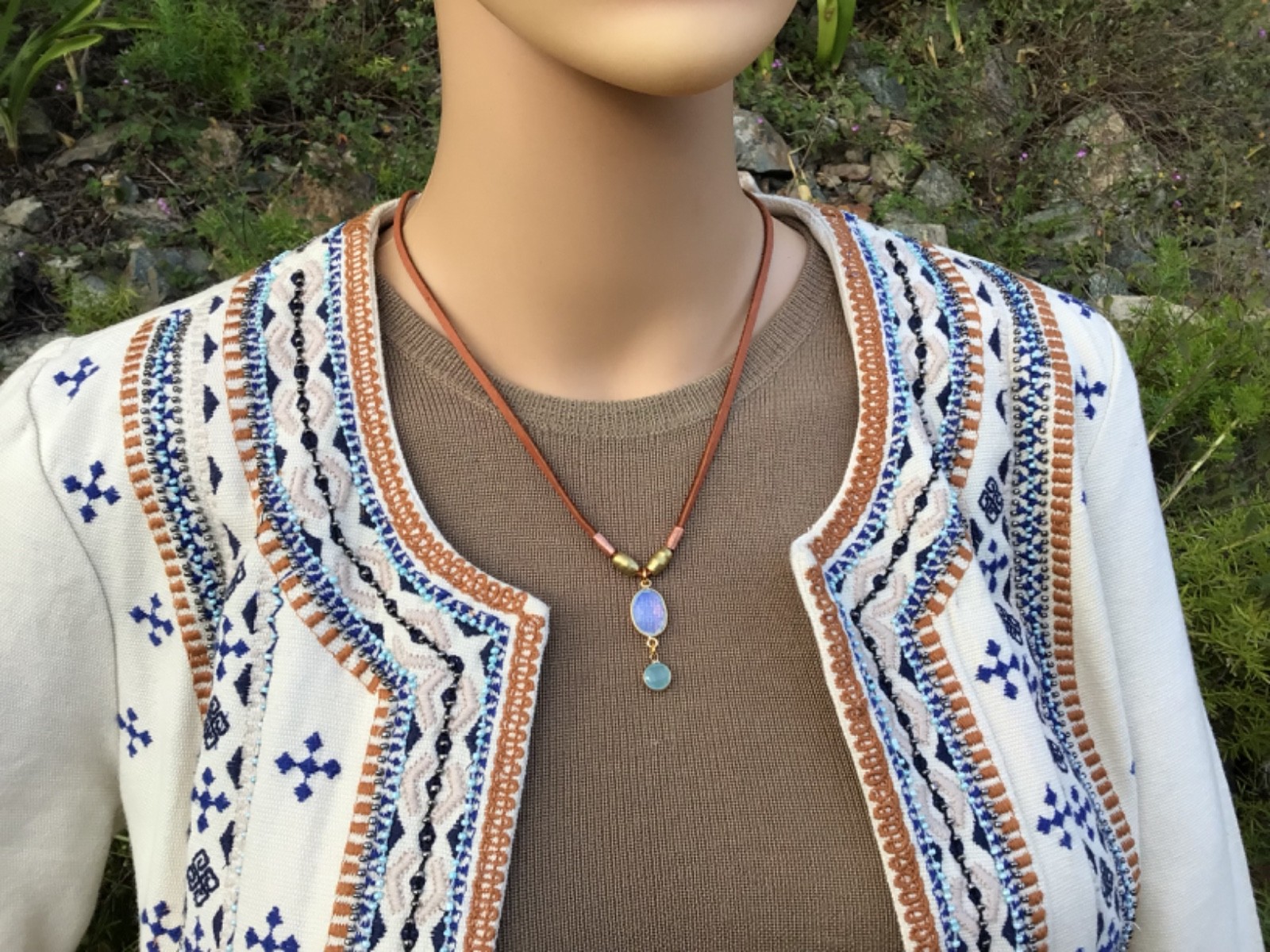 $299 Sundance Charm Necklace leather suede cord handmade artisan jewelry