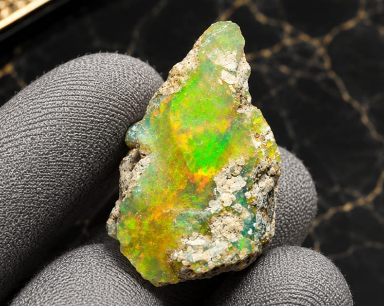 Natural Ethiopian Opal Rough Lot 16 Ct Vibrant Multi-Color Play of Fire Gemstone