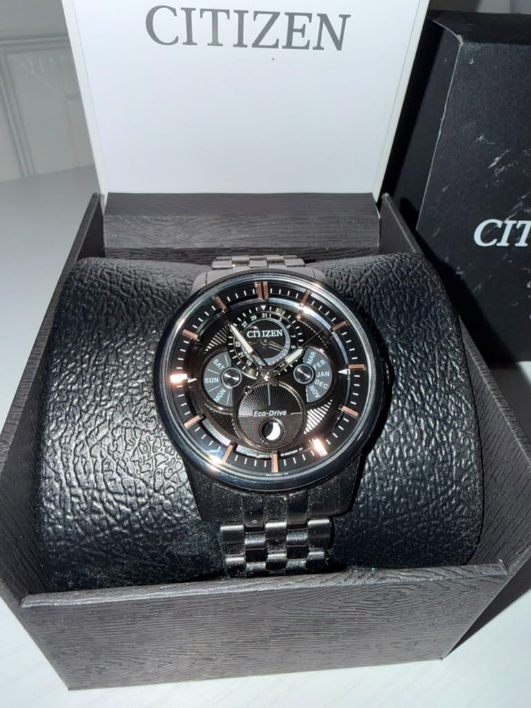 Citizen Eco-Drive Calendrier Moonphase BU0057-54E Black 44mm Box Extra Links