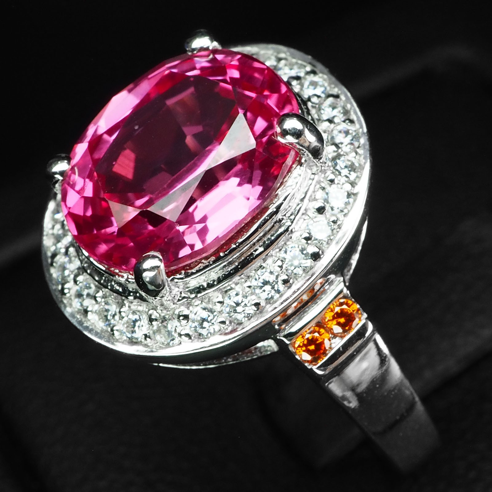 Precious Pink Padparadscha Sapphire 4.40Ct 925 Sterling Silver White Gold Rings
