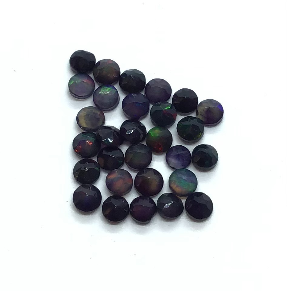 Black Fire Opal AAA Natural Ethiopian Round Cut Loose Gemstone For All Jewelry