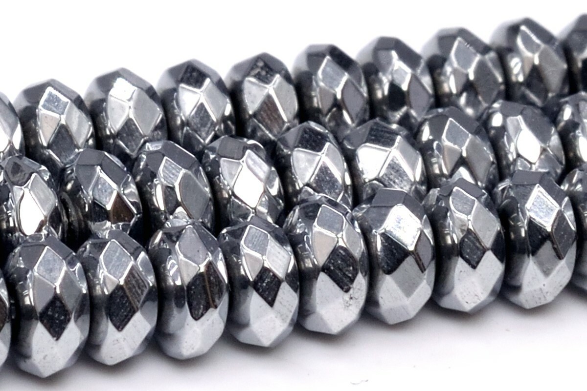 4x2MM Silver Tone Hematite Beads Grade AAA Faceted Rondelle Gemstone Loose Beads