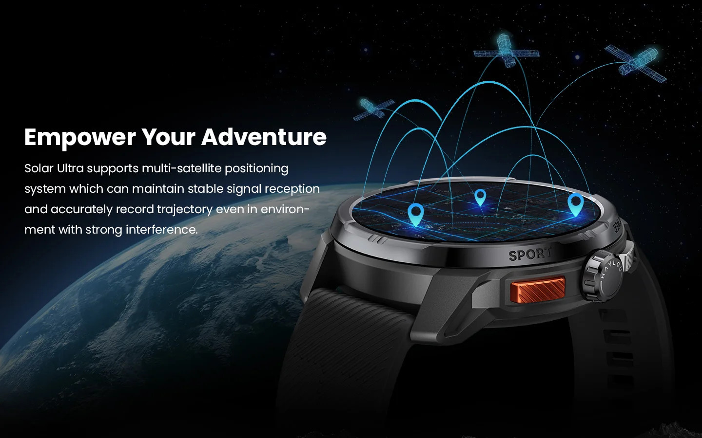 HAYLOU Solar Ultra GPS Smart Watch 1.6” AMOLED Display Rate Bluetooth Calls