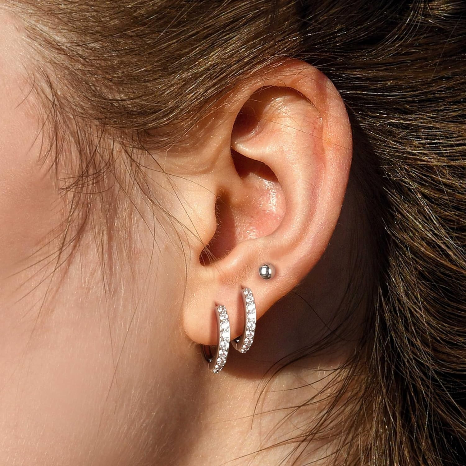 Stylish Surgical Steel Earrings Set: 10 Pairs Lightweight Huggie and Stud Styles