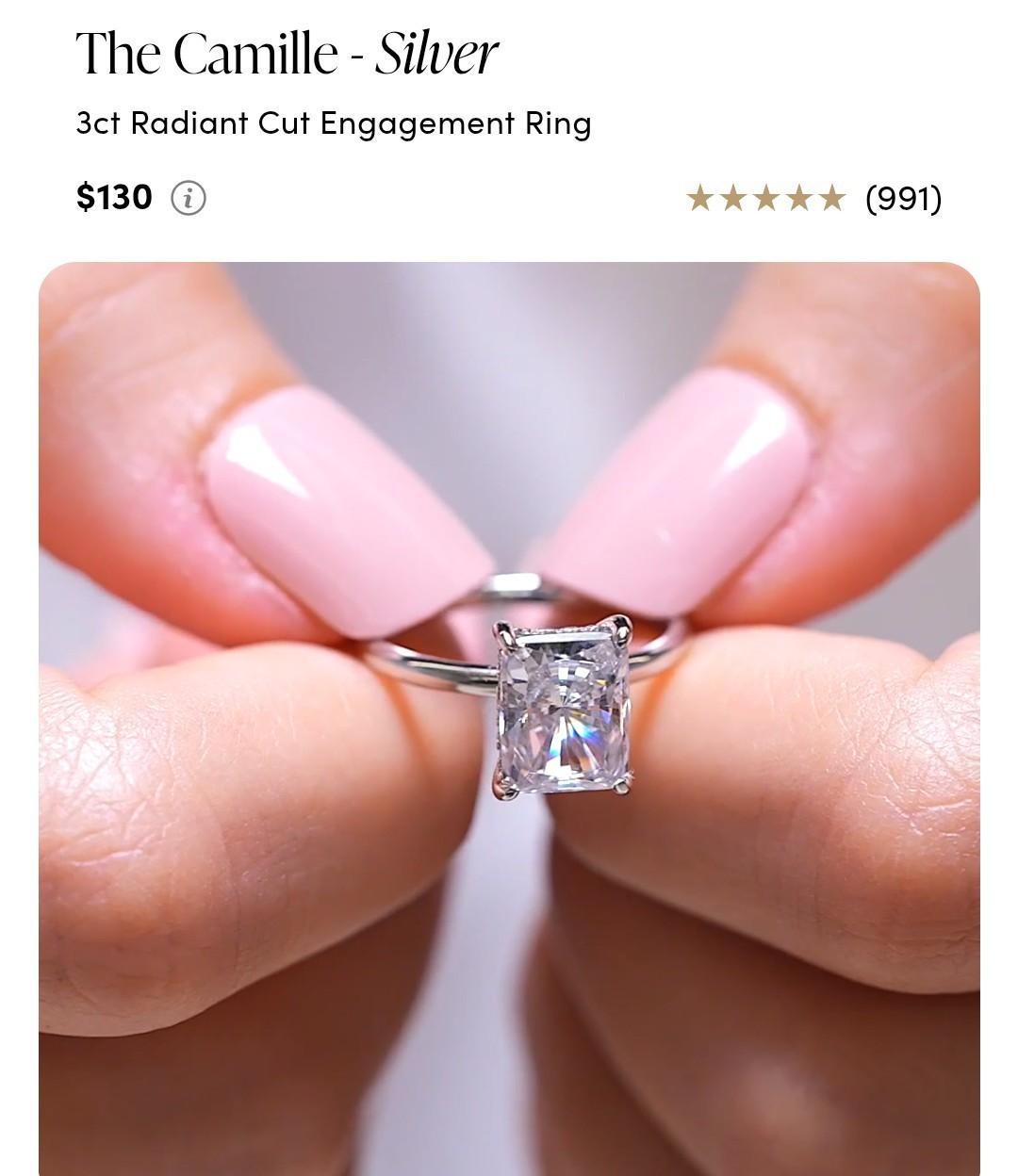 Modern Gents The Camille 3ct Radiant Cut SIMULATED Diamond Size 10