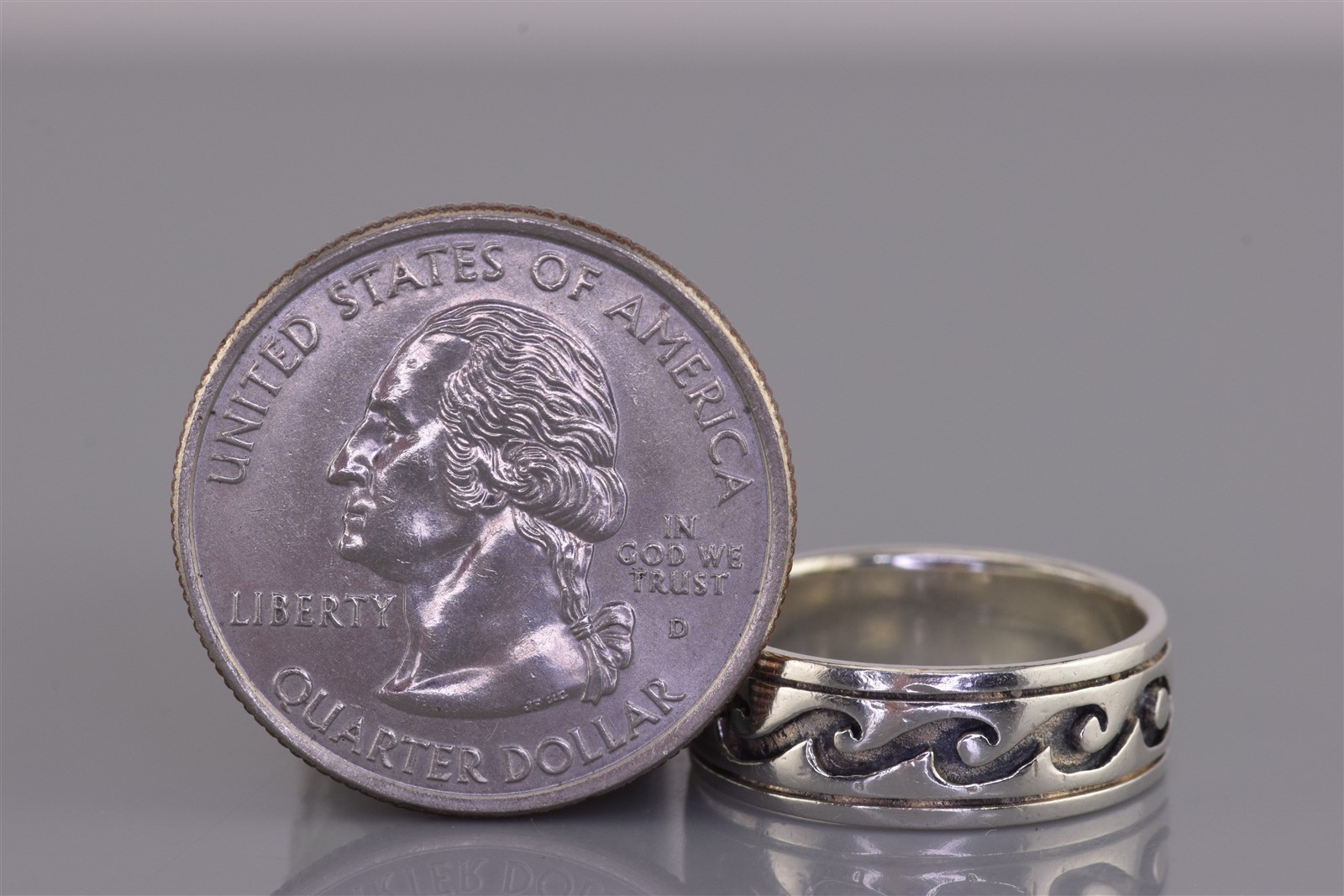 Peter Stone Sterling Silver 6mm Carved Rolling Water Wave Band Ring 925 Sz: 6