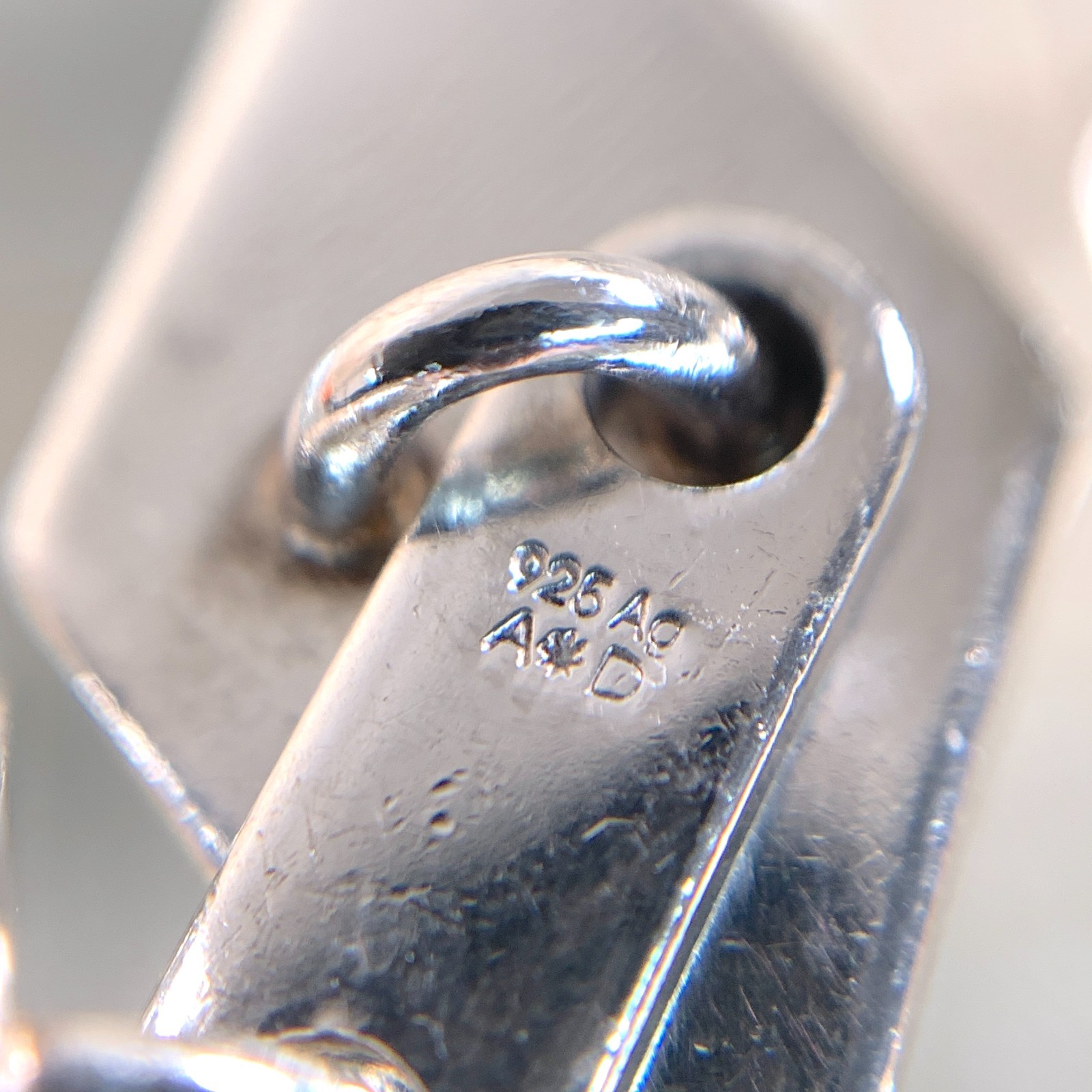 Hermes Cufflinks AG925 Sterling Silver Diamond Logo Chain Type with Case