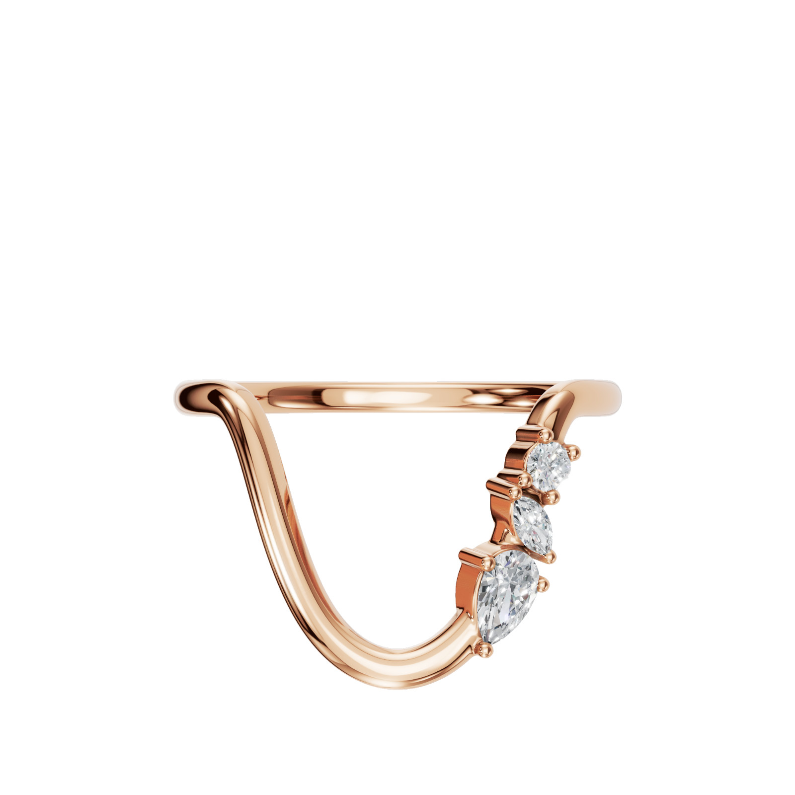 Minimalist Multi Shape Lab Grown Diamond Bypass Open Wrap Statement Fashion Ring