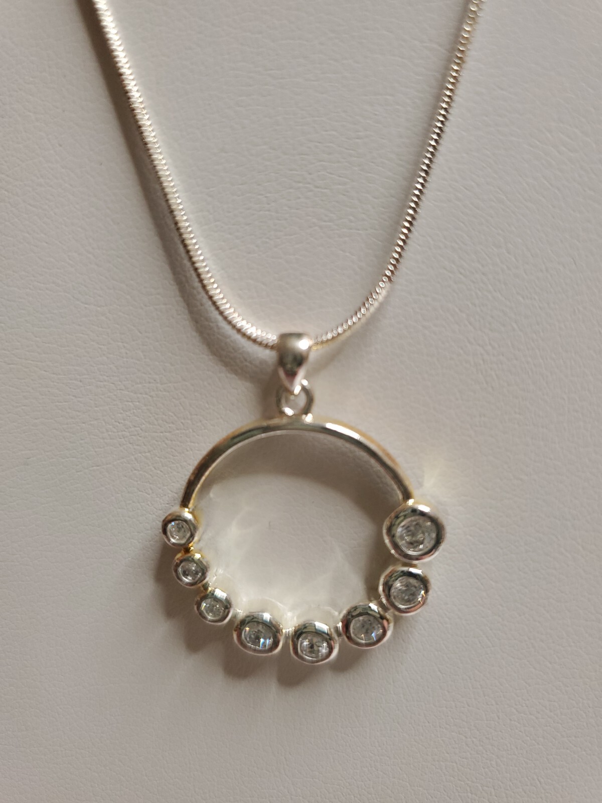 Necklace 18″ Choker Elegant Pendant Faux Jewels Beauty Prom Wedding Silver Tones