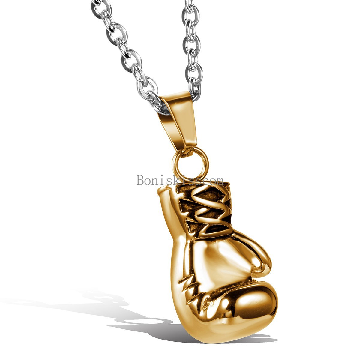 Rocky 3D Boxing Glove Charm Stainless Steel Men’s Pendant Necklace 22inch Chain