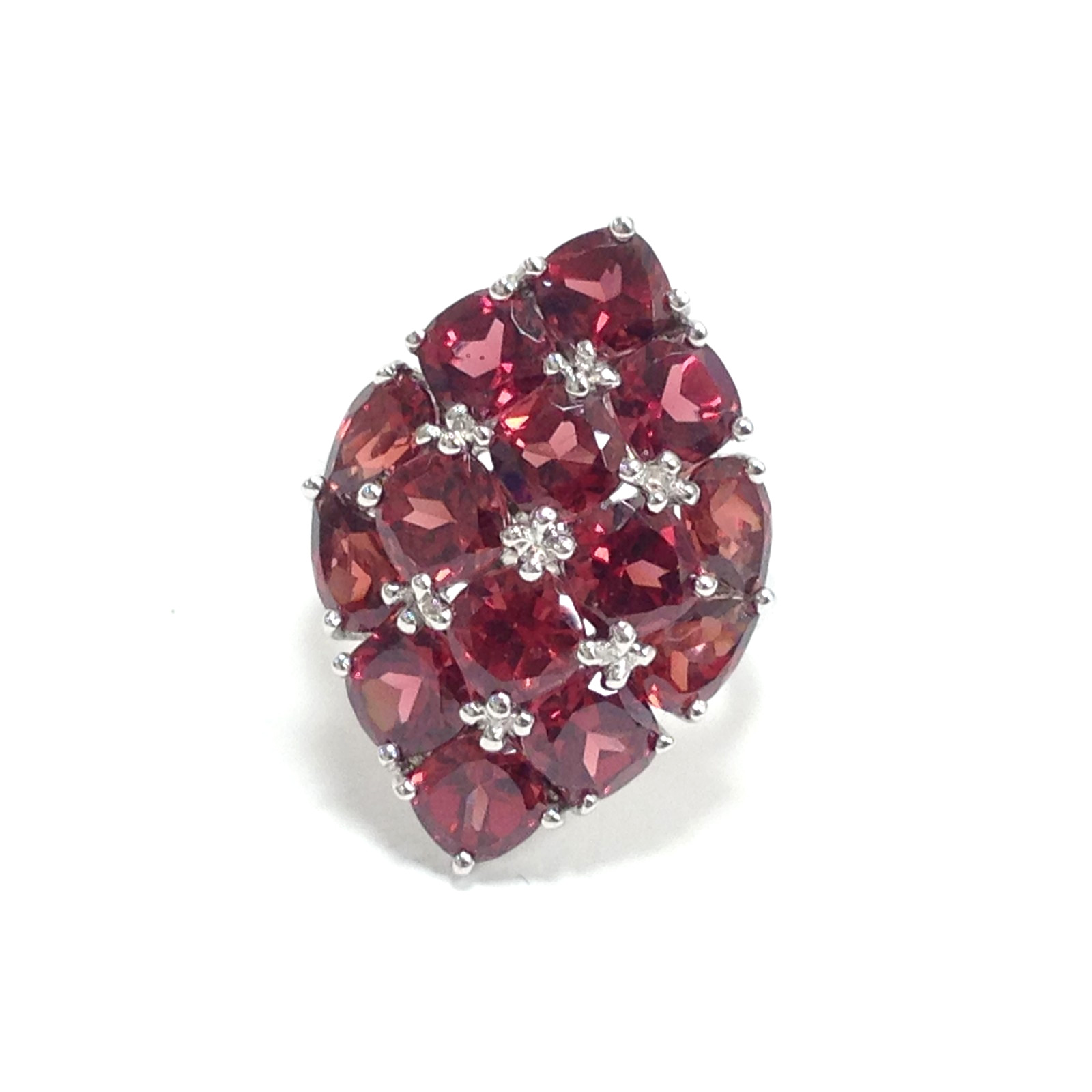 BBJ Bangkok Ratnaraj Sterling Silver Red Garnet Stone Cluster Ring Sz 7 Jewelry