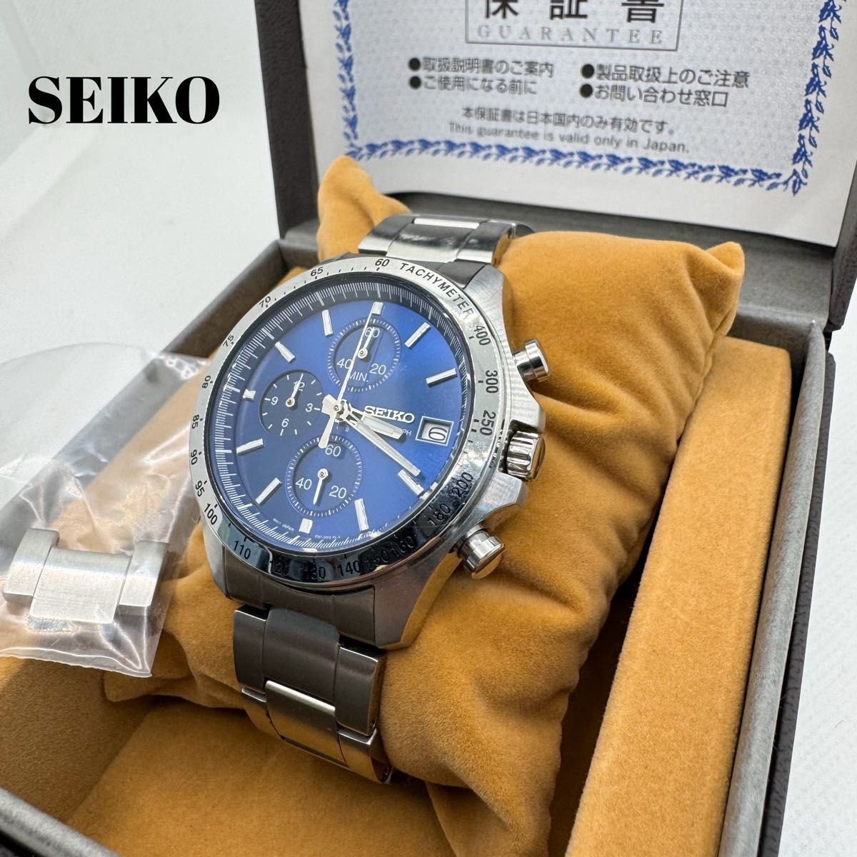 SEIKO Wristwatch Spirit 8T67 Seiko Quartz Chronograph Date Silver Blue with Box
