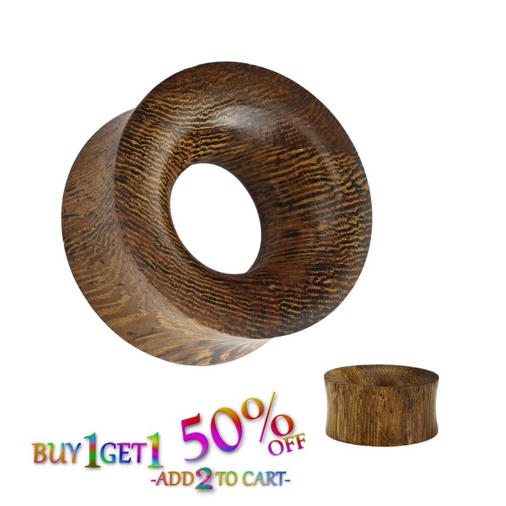 Pair 8g-30mm SNAKE WOOD TUNNELS Double Flare Gauges Plugs Organic Ear 2137