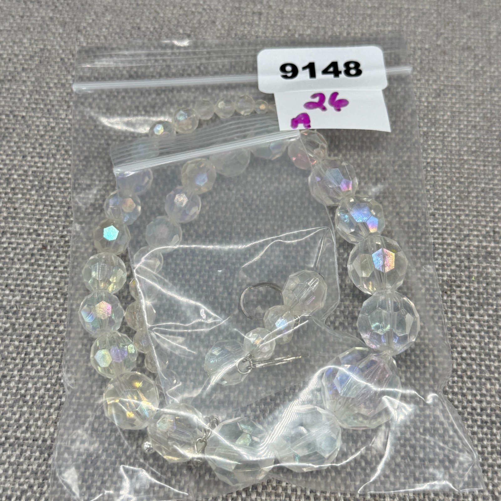 Vintage Necklace Earrings Jewelry Set AB Acrylic Beads Dangle Pierced Earrings