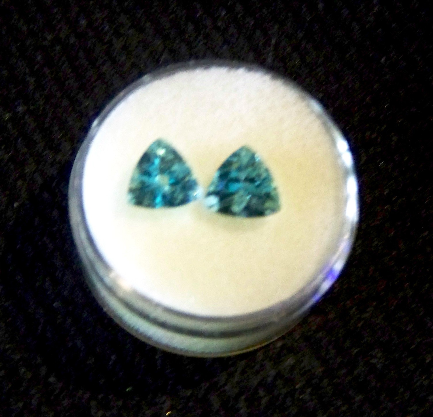 7.5X7.0 Neon Blue Apatite Matching Pair, Trillion Shape Faceted Loose Gemstones
