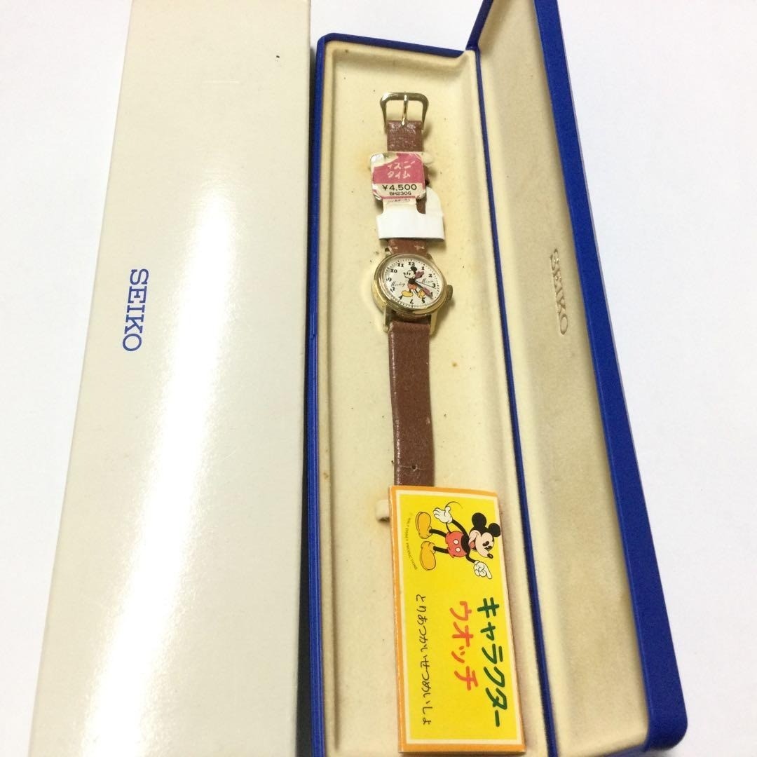 Seiko Disney Time Mickey Mouse Hand Wind Watch 1970s Vintage w/ Box Manual Rare