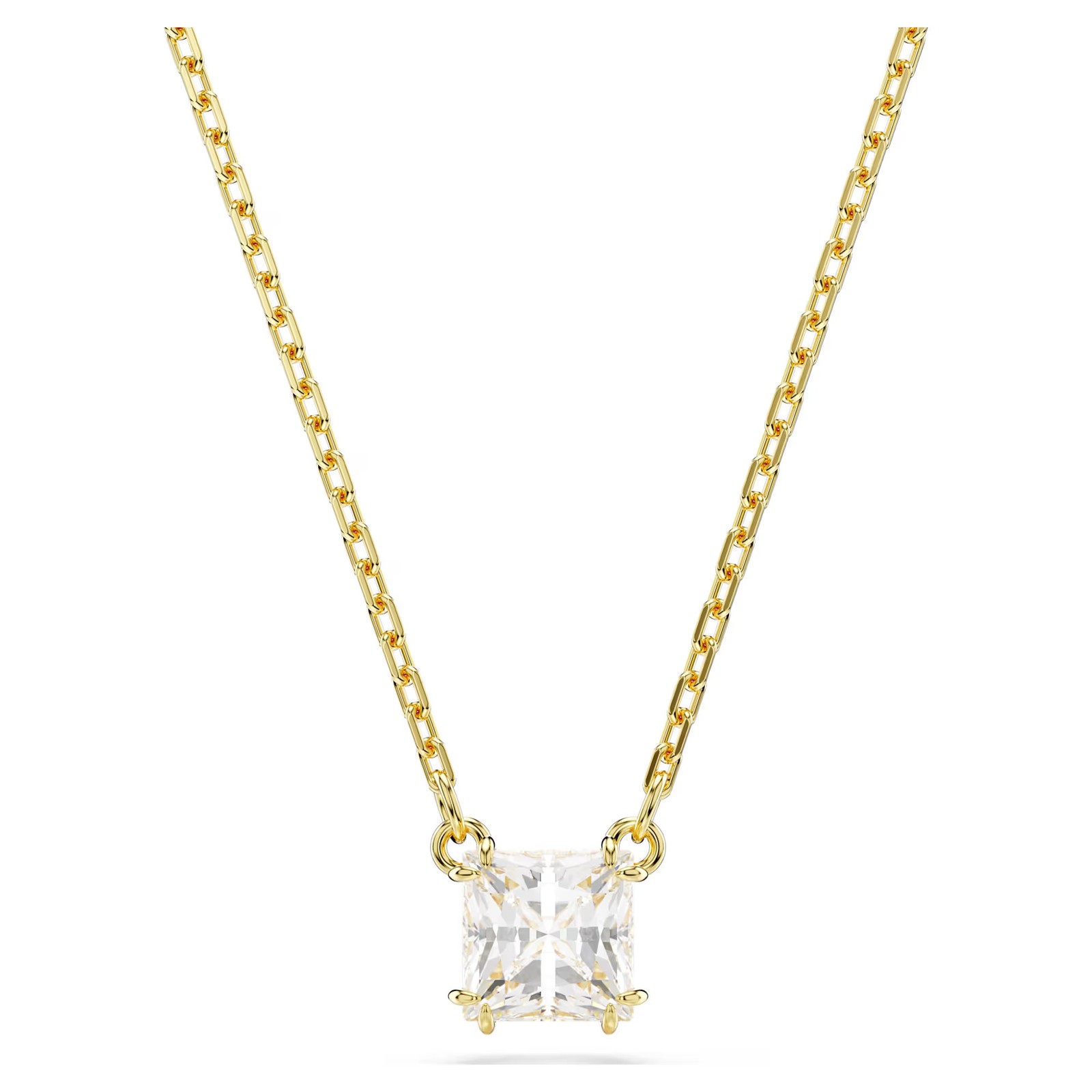 Swarovski Zirconia Stilla Pendant, Square Cut, White, Gold Tone Plated 5693153