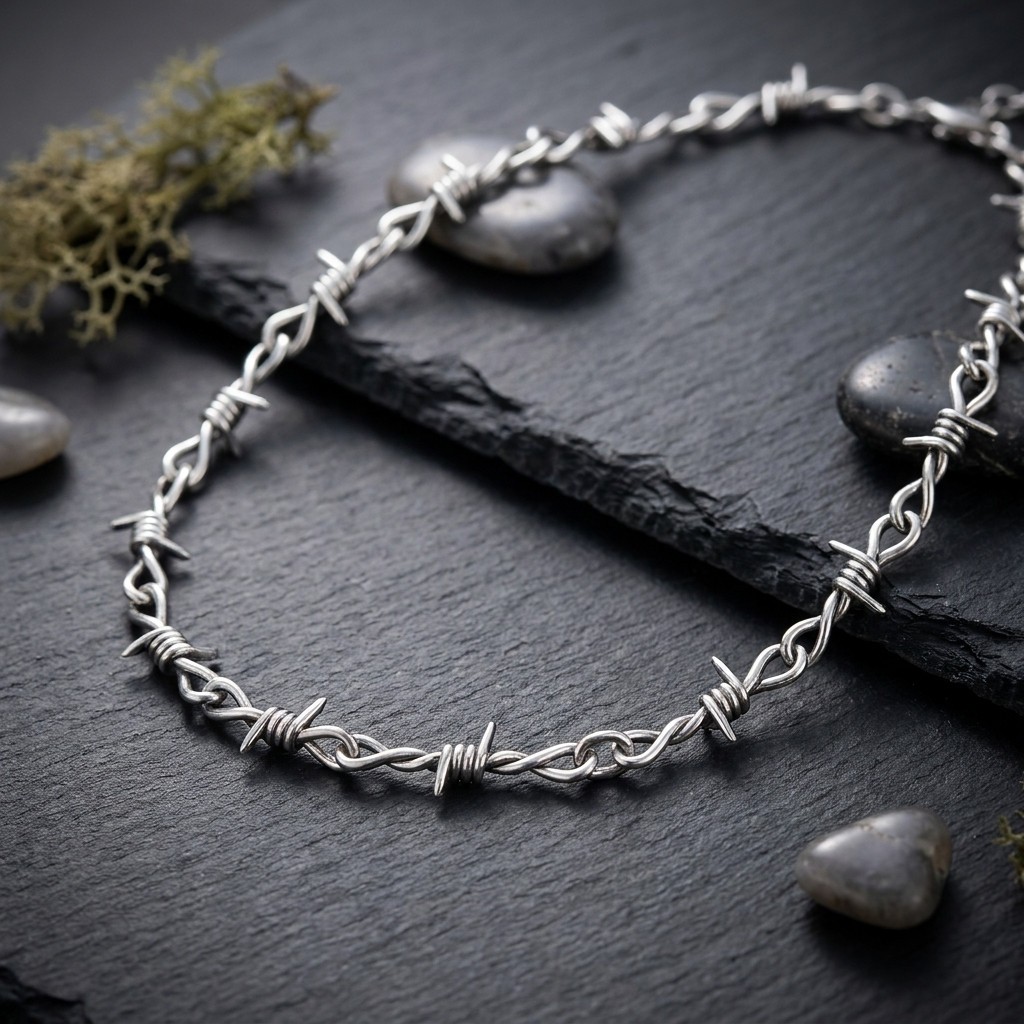 Barbed Wire Necklace Gothic Choker Metal Punk Hip Hop Chain Unisex