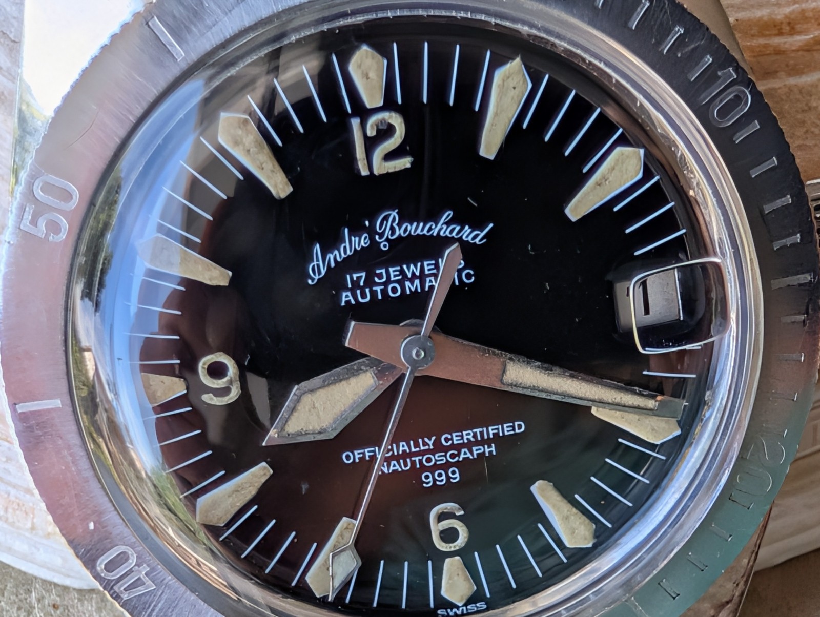 Vintage 1960’s Andre Bouchard Nautoscaph 30 ATM All SS Diver w/ETA 2452 Mvmt